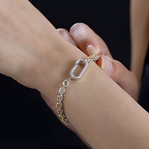 D'Joy Brazilian Citrine and White Zircon 10.50 ctw Bracelet in Platinum Over Sterling Silver (6.50 In)