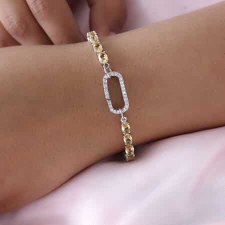 Brazilian Citrine and White Zircon Bracelet in Platinum Over Sterling Silver (6.50 In) 10.50 ctw image number 2
