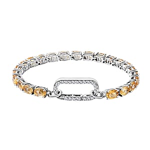 D'Joy Brazilian Citrine and White Zircon 10.50 ctw Bracelet in Platinum Over Sterling Silver (6.50 In)