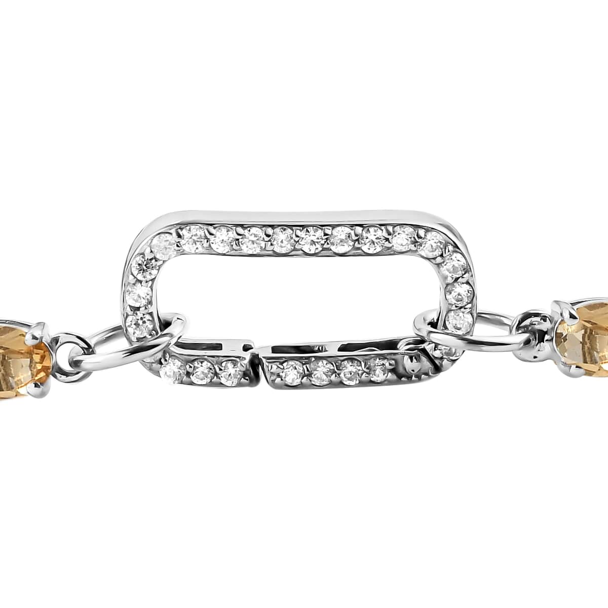 Brazilian Citrine and White Zircon Bracelet in Platinum Over Sterling Silver (6.50 In) 10.50 ctw image number 5