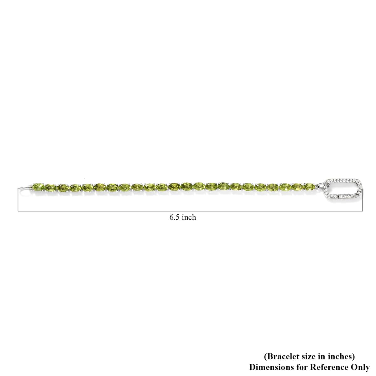 Peridot and White Zircon Fancy Bracelet in Platinum Over Sterling Silver (6.50 In) 12.25 ctw image number 6