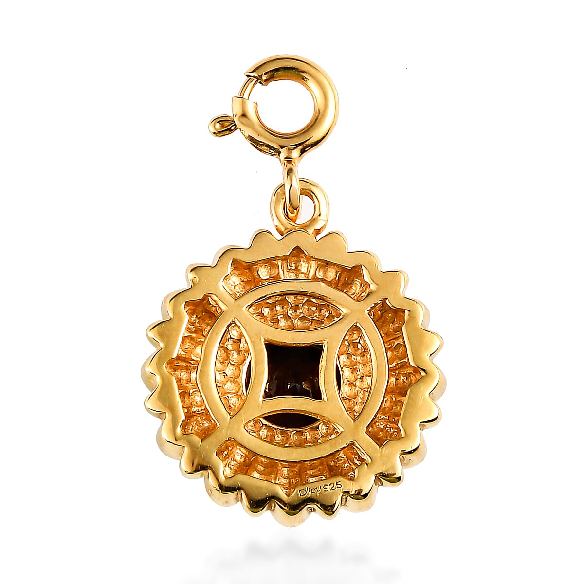 Mozambique Garnet Floral Charm in Vermeil Yellow Gold Over Sterling Silver 1.00 ctw image number 4