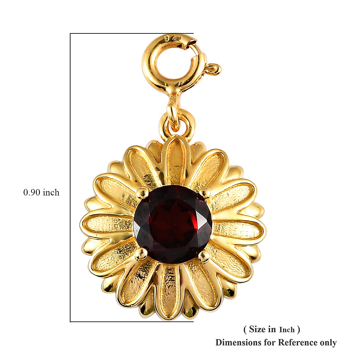 Mozambique Garnet Floral Charm in Vermeil Yellow Gold Over Sterling Silver 1.00 ctw image number 5