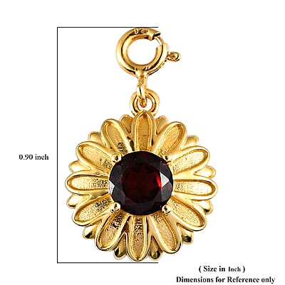 Mozambique Garnet Floral Charm in Vermeil Yellow Gold Over Sterling Silver 1.00 ctw