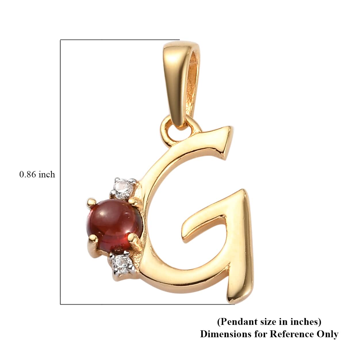 Mozambique Garnet and Natural White Zircon Initial G Pendant in Vermeil Yellow Gold Over Sterling Silver 0.50 ctw image number 4