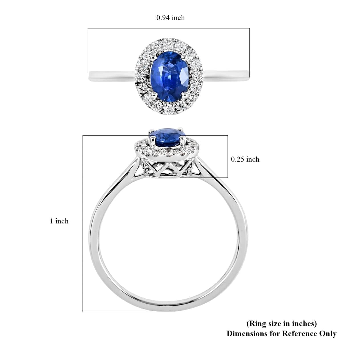 Certified & Appraised ILIANA 18K White Gold AAA Ceylon Sapphire and G-H SI Diamond Halo Ring 3.50 Grams 1.25 ctw image number 5