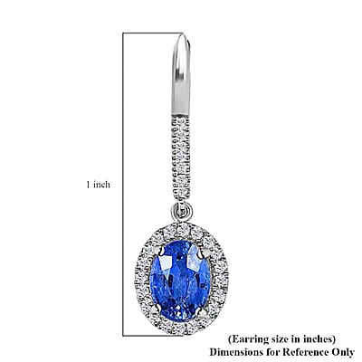 Certified & Appraised Iliana 18K White Gold AAA Ceylon Sapphire and G-H SI Diamond Halo Dangle Earrings 2.15 ctw
