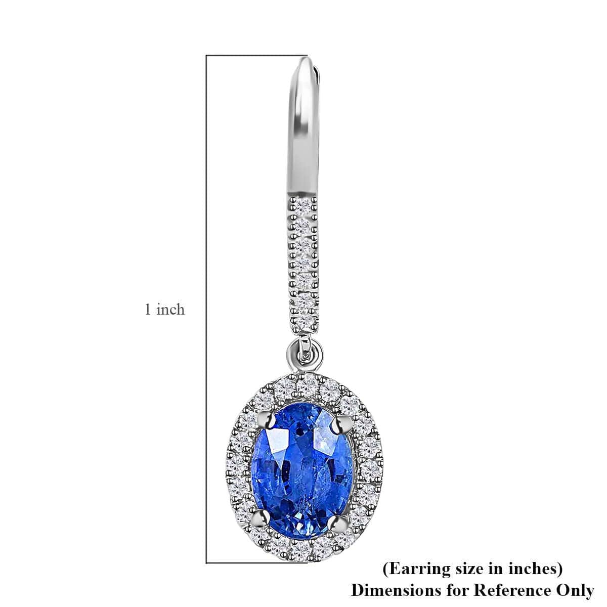 Certified & Appraised Iliana 18K White Gold AAA Ceylon Sapphire and G-H SI Diamond Halo Dangle Earrings 2.15 ctw image number 5