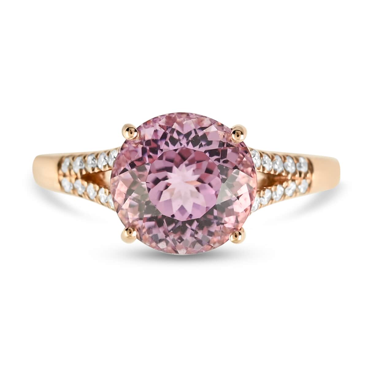 Certified and Appraised ILIANA 18K Rose Gold AAA Patroke Kunzite and G-H SI Diamond Ring (Size 8.0) 3.85 Grams 3.75 ctw image number 0
