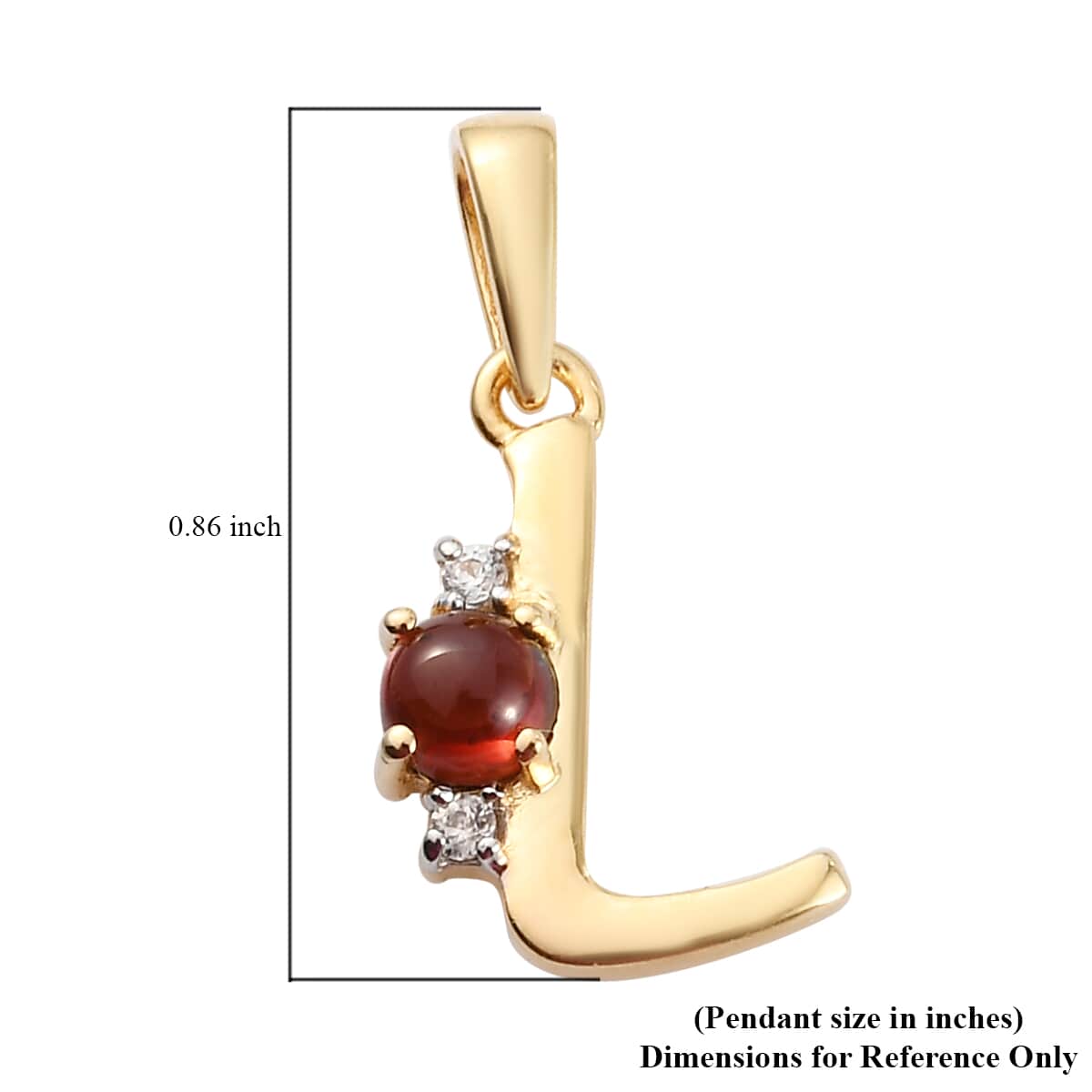 Mozambique Garnet and Natural White Zircon Initial L Pendant in Vermeil Yellow Gold Over Sterling Silver 0.50 ctw image number 4