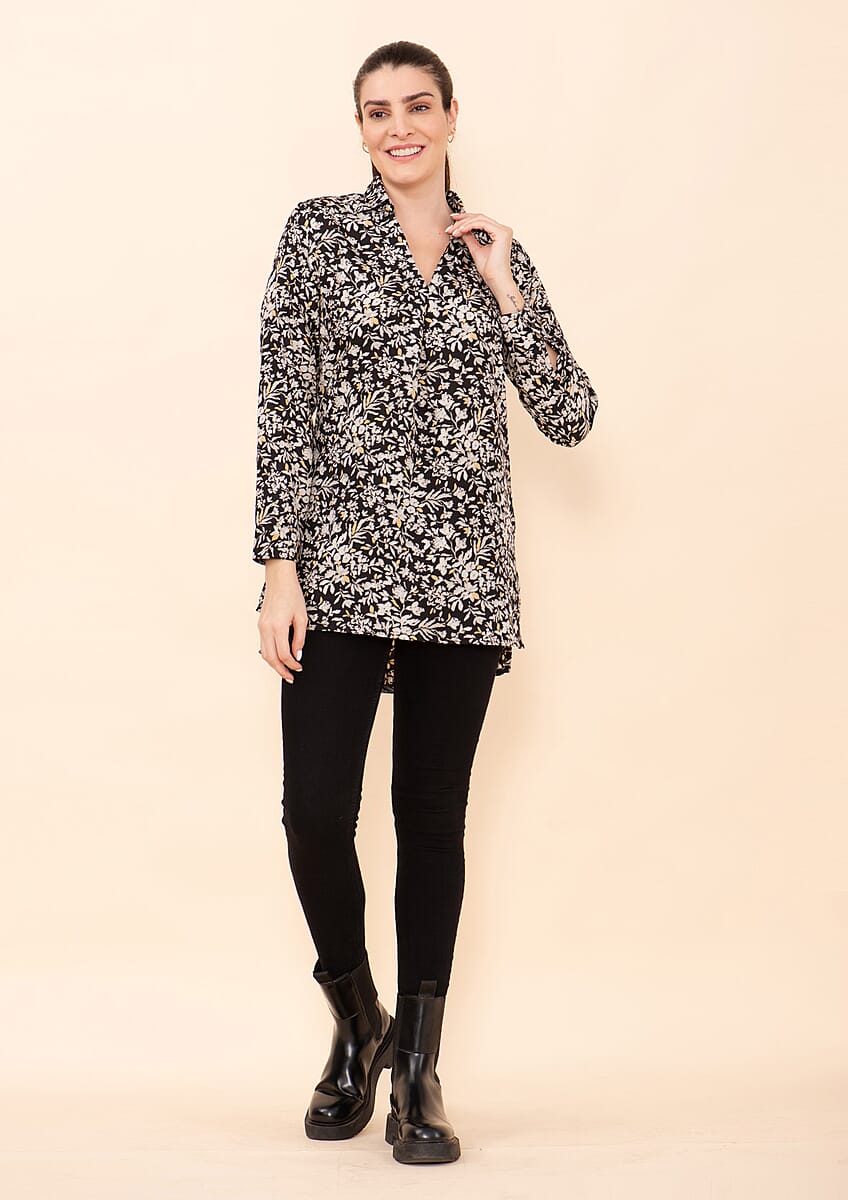Tamsy White Micro Collared with Sleeve Top -2X image number 0