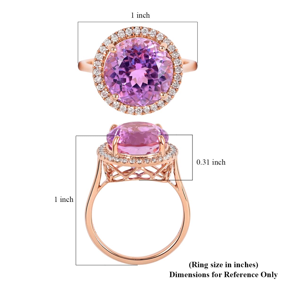 Certified Iliana 18K Rose Gold AAA Patroke Kunzite and G-H SI Diamond Halo Ring (Size 7.0) 4 Grams 9.00 ctw image number 5
