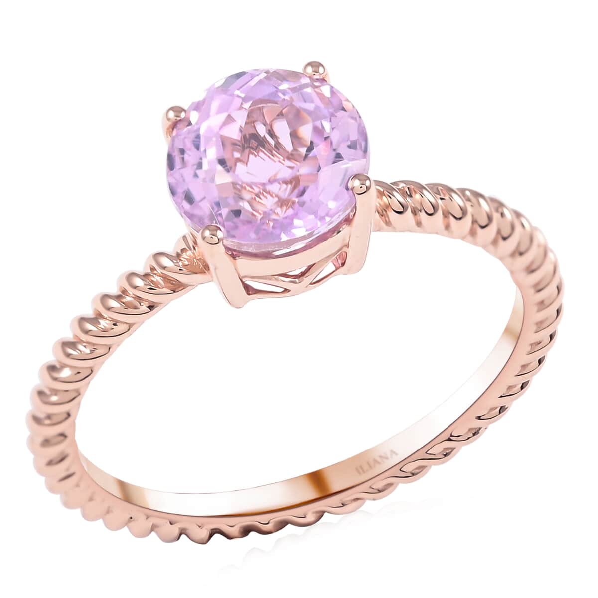 Certified & Appraised ILIANA 18K Rose Gold AAA Patroke Kunzite Solitaire Ring (Size 7.0) 2.80 Grams 2.00 ctw image number 0