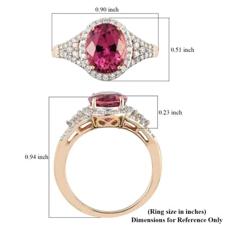 Iliana 18K Yellow Gold AAAA Ouro Fino Rubellite and G-H SI Diamond Ring (Size 7.0) 4.70 Grams 3.40 ctw image number 5