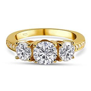 Moissanite 1.67 ctw Ring in 14K YG Over Sterling Silver (Size 10)