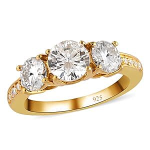 Moissanite 1.67 ctw Ring in 14K YG Over Sterling Silver (Size 10)