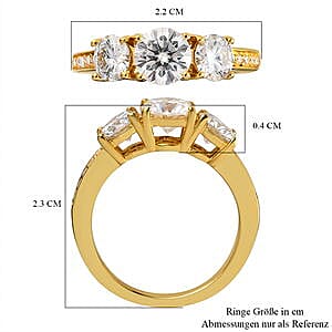 Moissanite 1.67 ctw Ring in 14K YG Over Sterling Silver (Size 10)