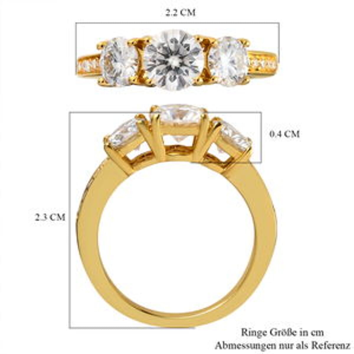 Moissanite 1.67 ctw Ring in 14K YG Over Sterling Silver (Size 10) image number 6
