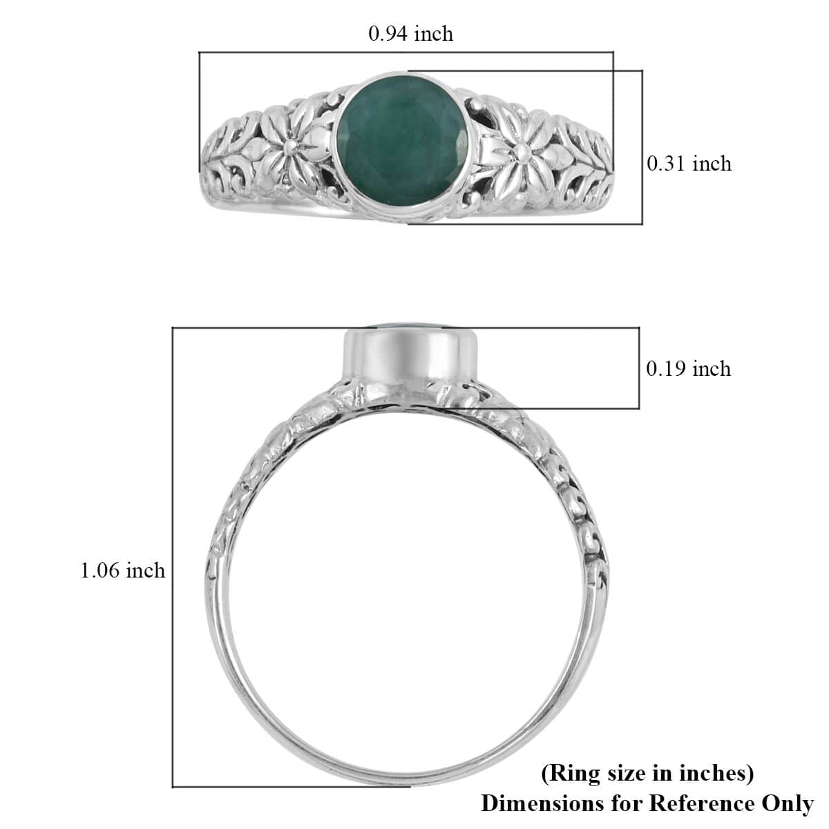 BALI LEGACY Socoto Emerald Ring in Sterling Silver (Size 7.0) 1.60 ctw image number 5
