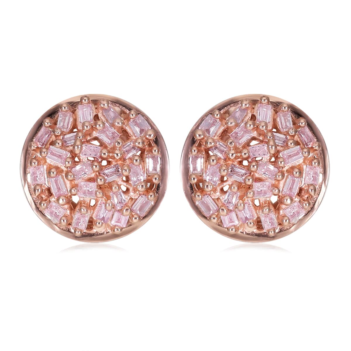 Natural Pink Diamond I3 Stud Earrings in Vermeil Rose Gold Over Sterling Silver 0.25 ctw image number 0