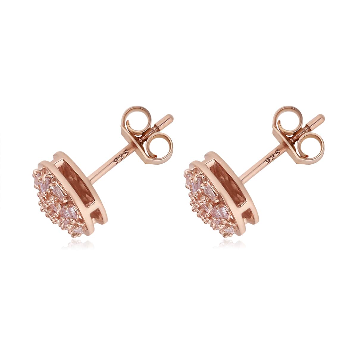Natural Pink Diamond I3 Stud Earrings in Vermeil Rose Gold Over Sterling Silver 0.25 ctw image number 3
