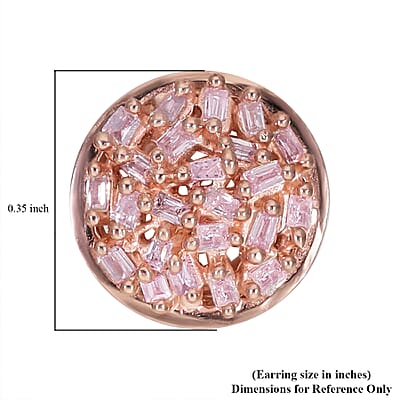 Natural Pink Diamond I3 Round Shape Stud Earrings in Vermeil Rose Gold Over Sterling Silver 0.25 ctw