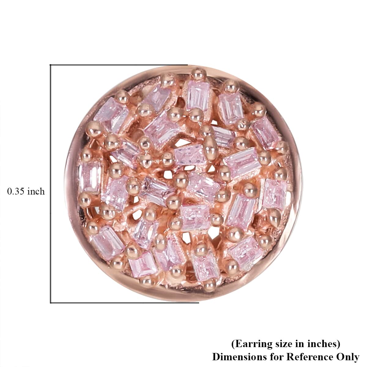 Natural Pink Diamond I3 Stud Earrings in Vermeil Rose Gold Over Sterling Silver 0.25 ctw image number 4