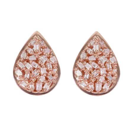 Natural Pink Diamond Pear Shape Stud Earrings in Vermeil Rose Gold Over Sterling Silver 0.25 ctw image number 0