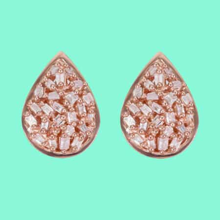 Natural Pink Diamond Pear Shape Stud Earrings in Vermeil Rose Gold Over Sterling Silver 0.25 ctw image number 1