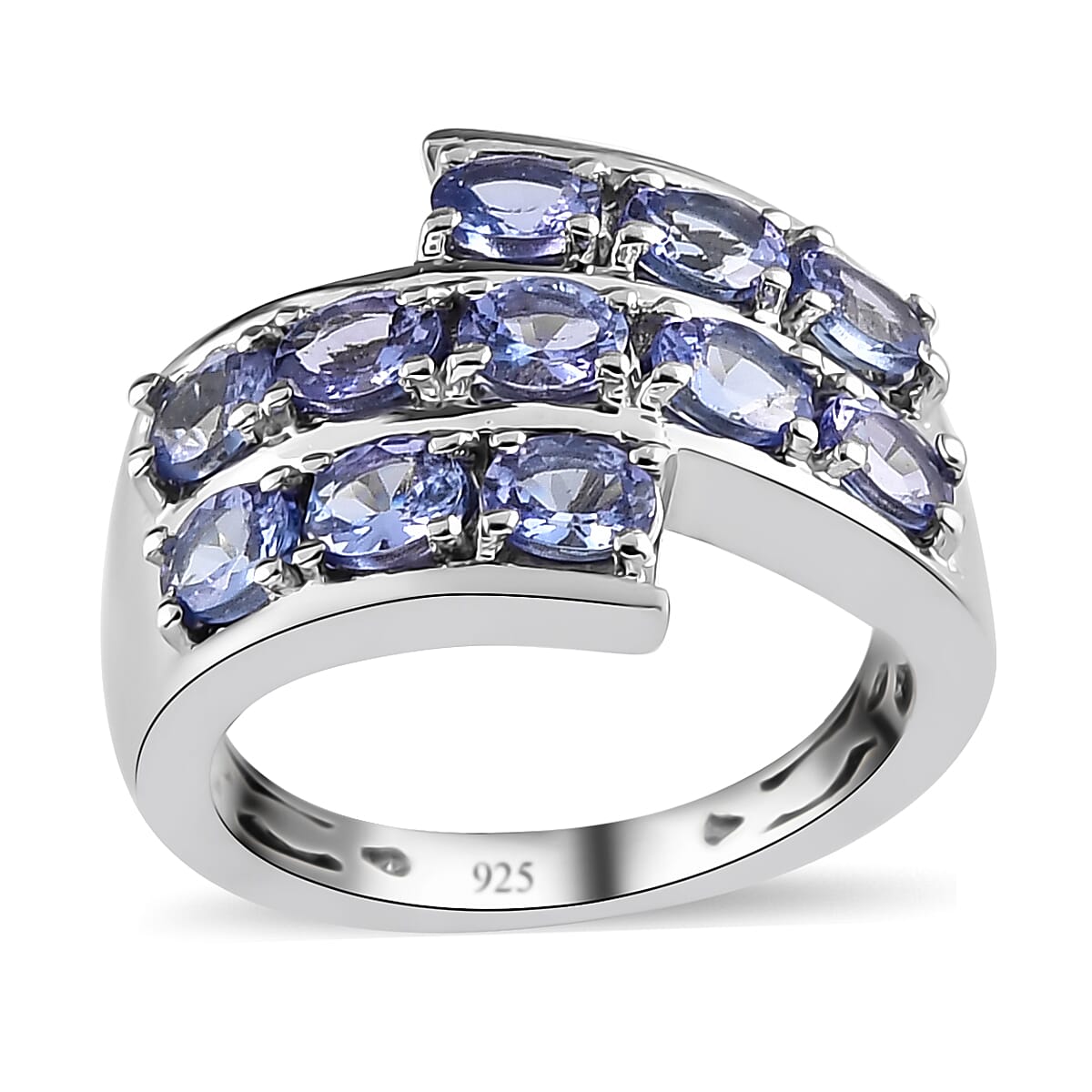Tanzanite 1.86 ctw Ring in Platinum Over Sterling Silver (Size 5.5)
