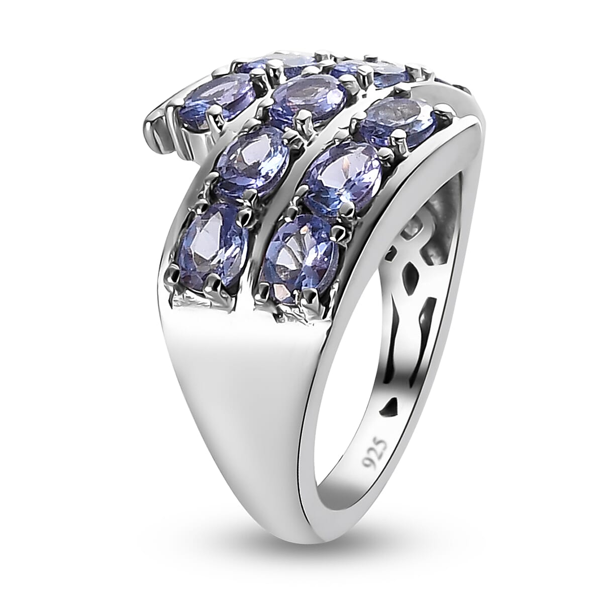 Tanzanite 1.86 ctw Ring in Platinum Over Sterling Silver (Size 5.5)