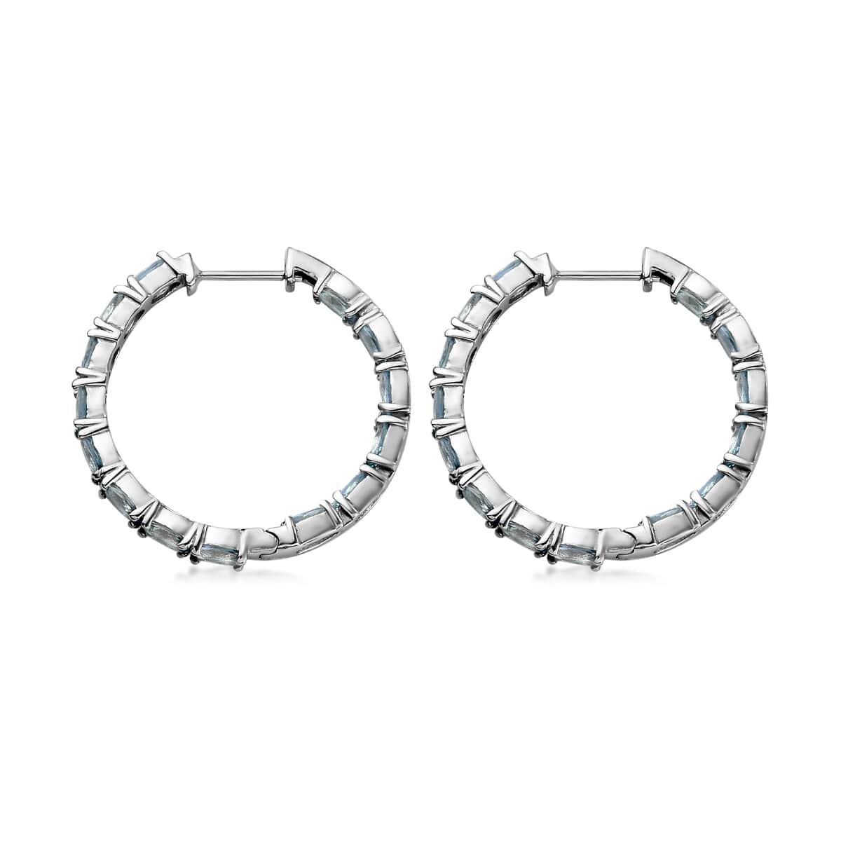 Santa Maria Aquamarine Inside Out Hoop Earrings in Platinum Over Sterling Silver 5.35 ctw image number 3