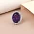 Amethyst and Natural White Zircon Halo Ring in Platinum Over Sterling Silver (Size 7.0) 19.10 ctw image number 1