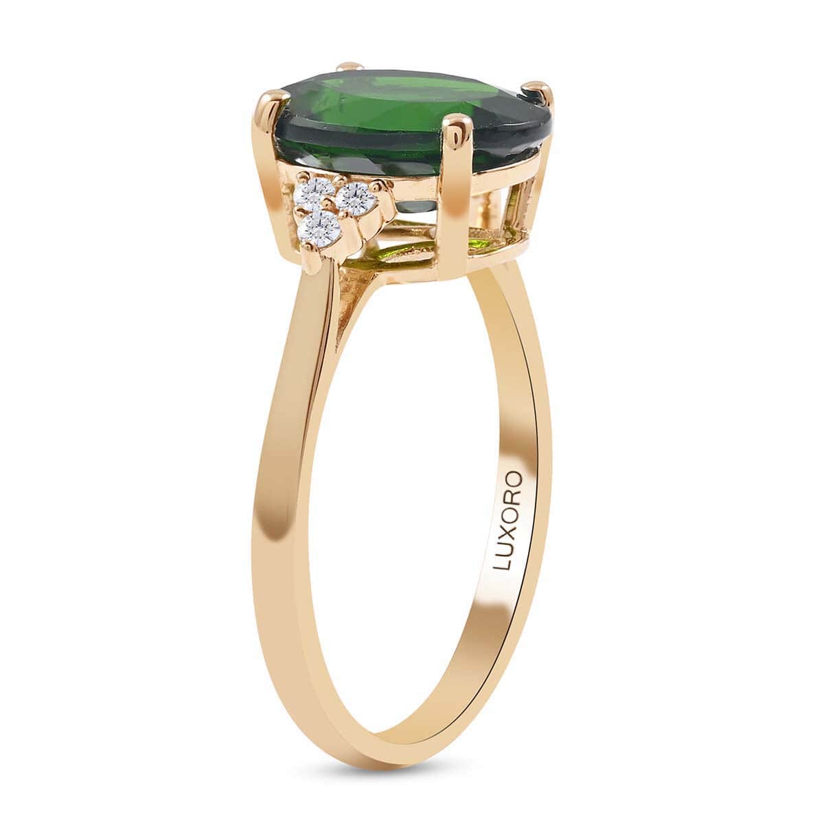 Certified and Appraised 10K Yellow Gold AAA Natural Chrome Diopside and G-H I1-I2 Diamond Ring 2 Grams 2.70 ctw image number 3