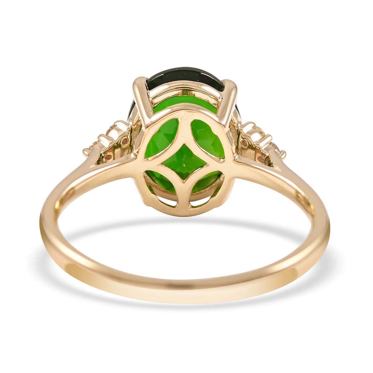 Certified and Appraised 10K Yellow Gold AAA Natural Chrome Diopside and G-H I1-I2 Diamond Ring 2 Grams 2.70 ctw image number 4