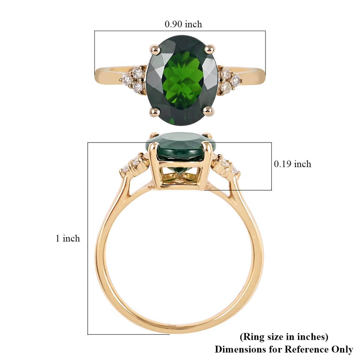 Certified and Appraised 10K Yellow Gold AAA Natural Chrome Diopside and G-H I1-I2 Diamond Ring (Size 10.0) 2 Grams 2.70 ctw image number 5