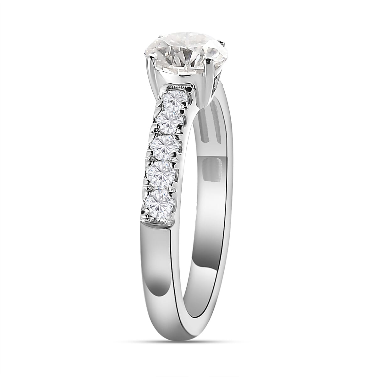 Moissanite 1.15 ctw Ring in Platinum Over Sterling Silver (Size 11.5)