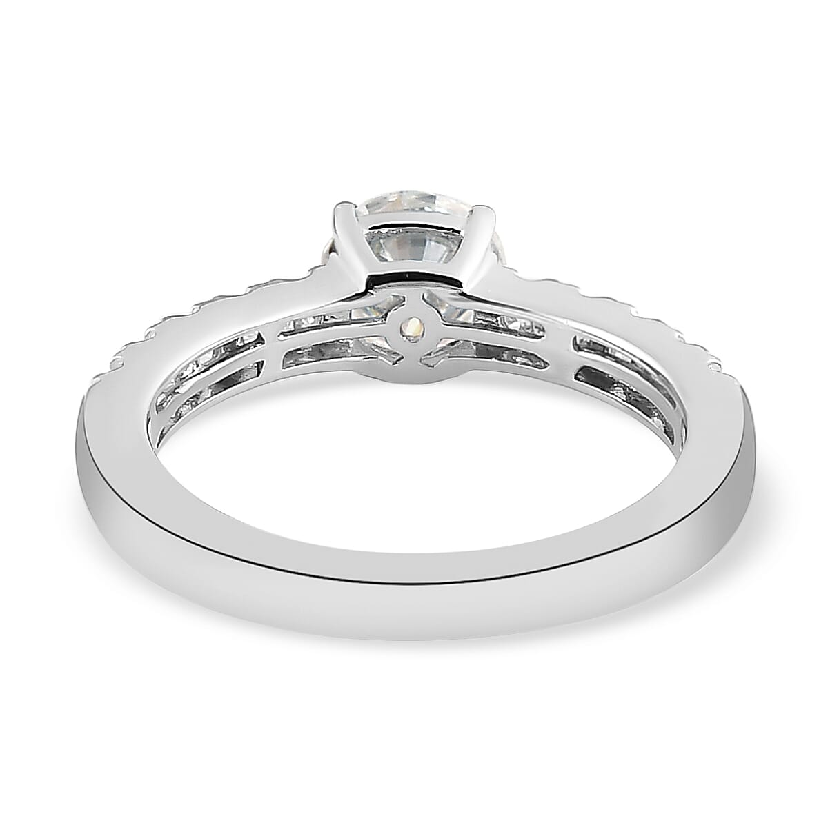 Moissanite 1.15 ctw Ring in Platinum Over Sterling Silver (Size 11.5)