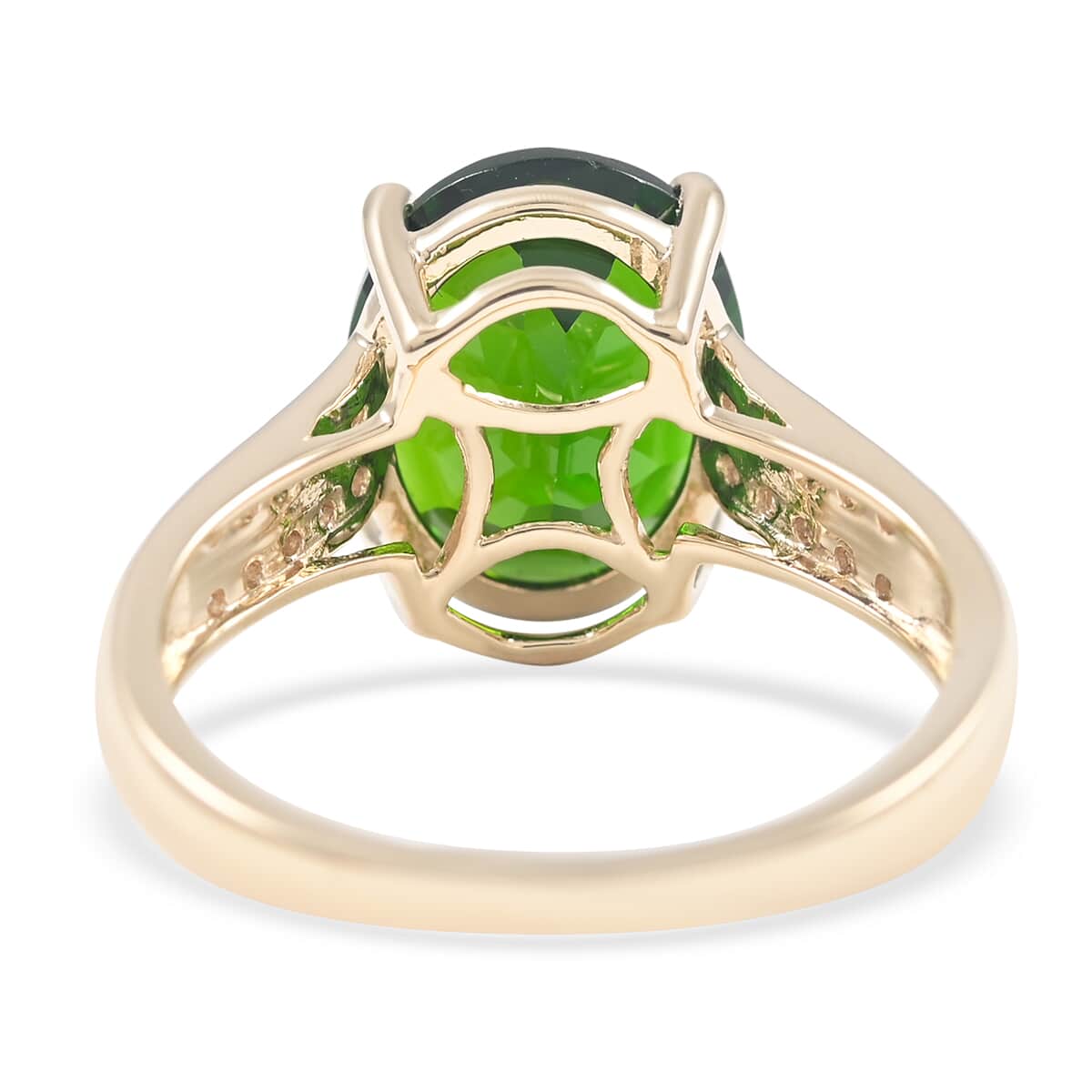 Certified & Appraised 10K Yellow Gold AAA Natural Chrome Diopside and G-H I2 Diamond Ring (Size 9.0) 2.15 Grams 3.90 ctw image number 4