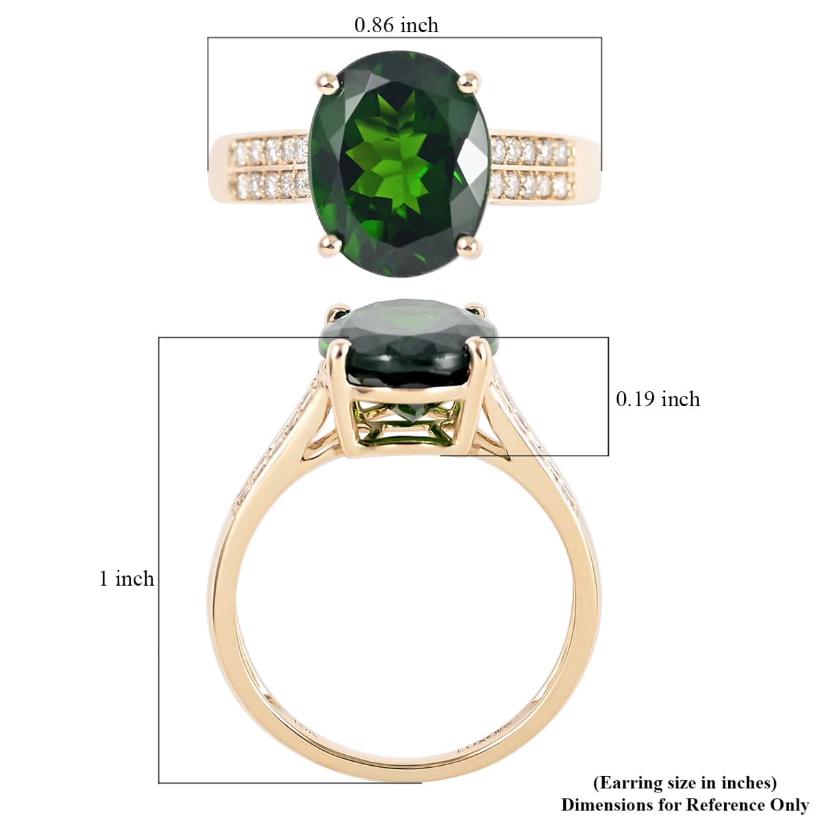 Certified & Appraised 10K Yellow Gold AAA Natural Chrome Diopside and G-H I2 Diamond Ring (Size 9.0) 2.15 Grams 3.90 ctw image number 5