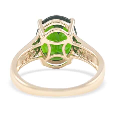 Certified & Appraised 10K Yellow Gold AAA Natural Chrome Diopside and G-H I2 Diamond Ring (Size 6.0) 2.15 Grams 3.90 ctw image number 4