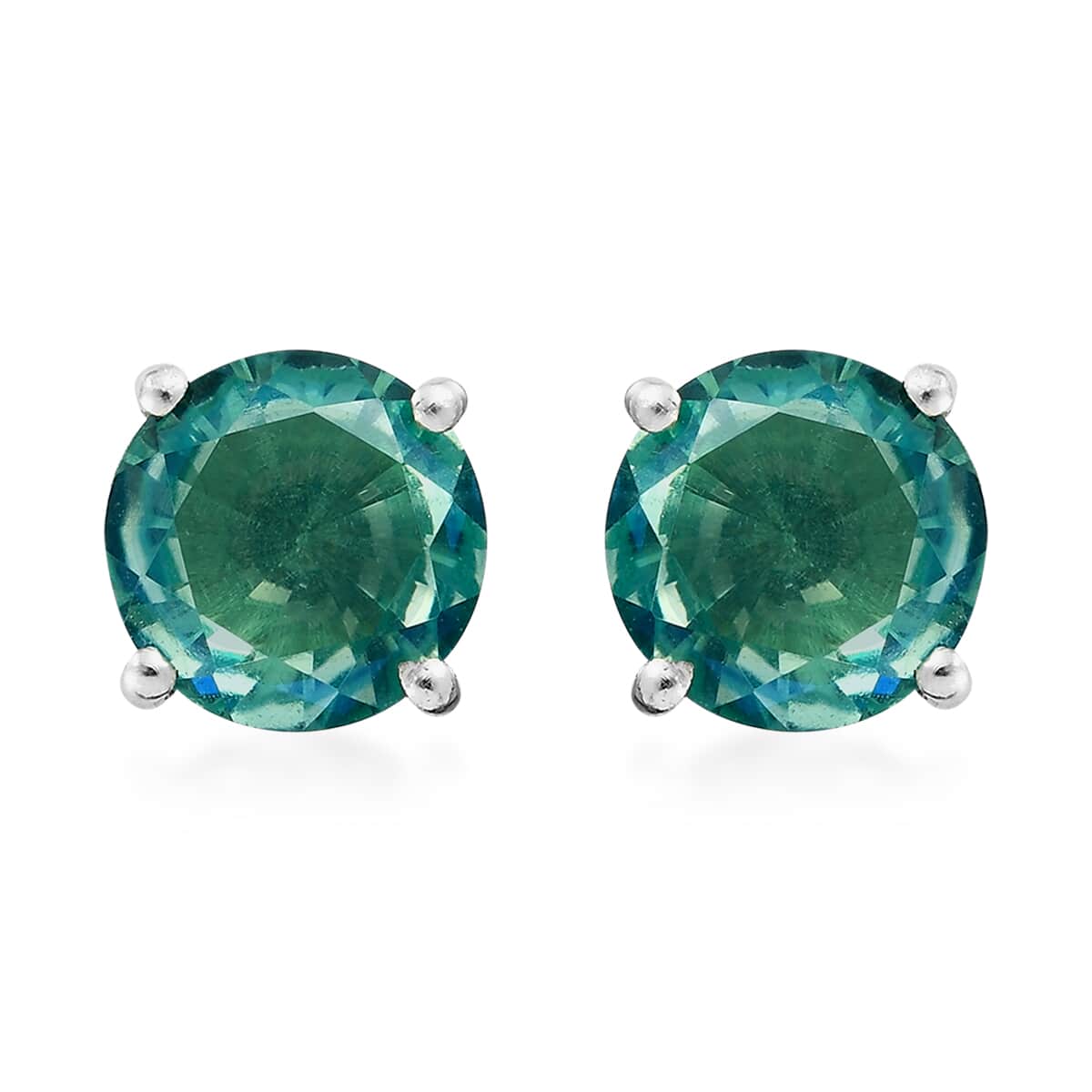 Peacock Quartz Solitaire Stud Earrings in Platinum Over Sterling Silver 3.85 ctw image number 0