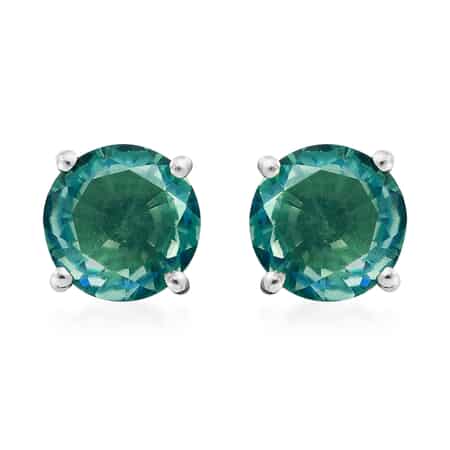 Peacock Quartz Solitaire Stud Earrings in Platinum Over Sterling Silver 3.85 ctw image number 0