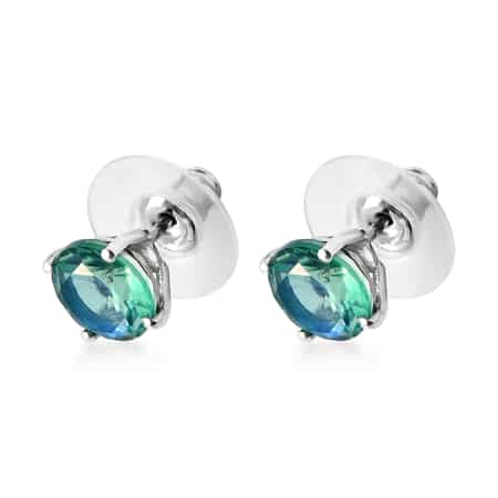 Peacock Quartz Solitaire Stud Earrings in Platinum Over Sterling Silver 3.85 ctw image number 3