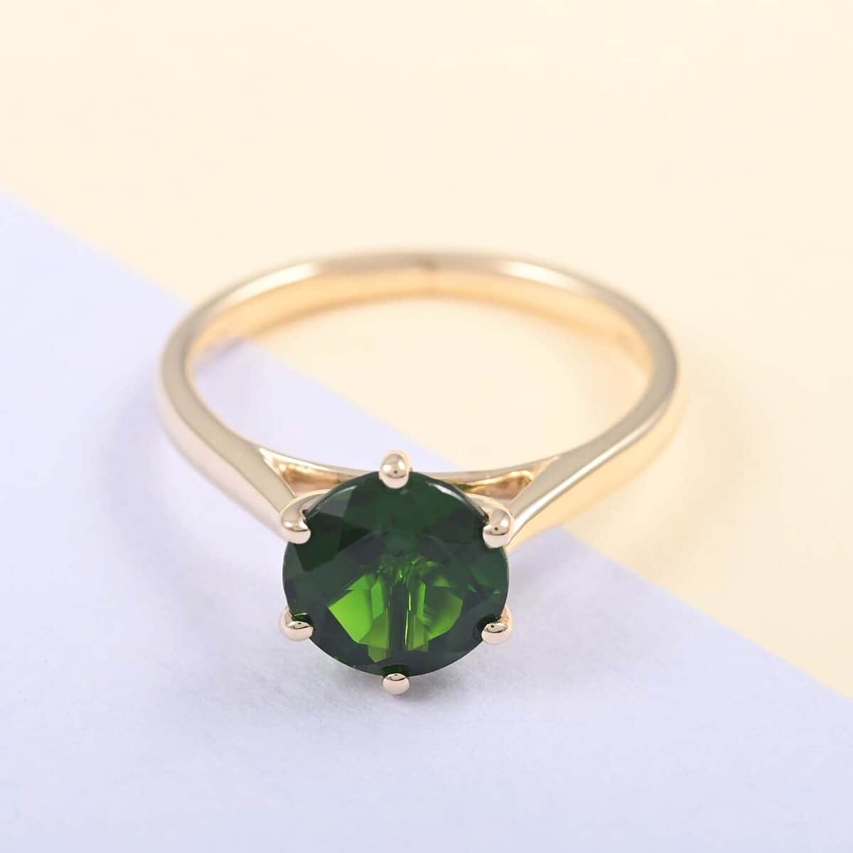 Certified& Appraised Luxoro 10K Yellow Gold AAA Chrome Diopside Solitaire Ring (Size 6.0) 2.15 ctw image number 1