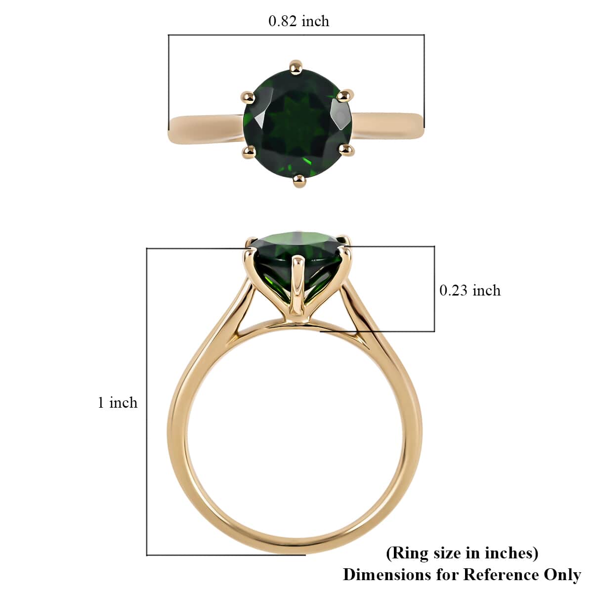 Certified & Appraised Luxoro AAA Chrome Diopside 2.15 ctw Solitaire Ring in 10K Yellow Gold (Size 9.0)  image number 4