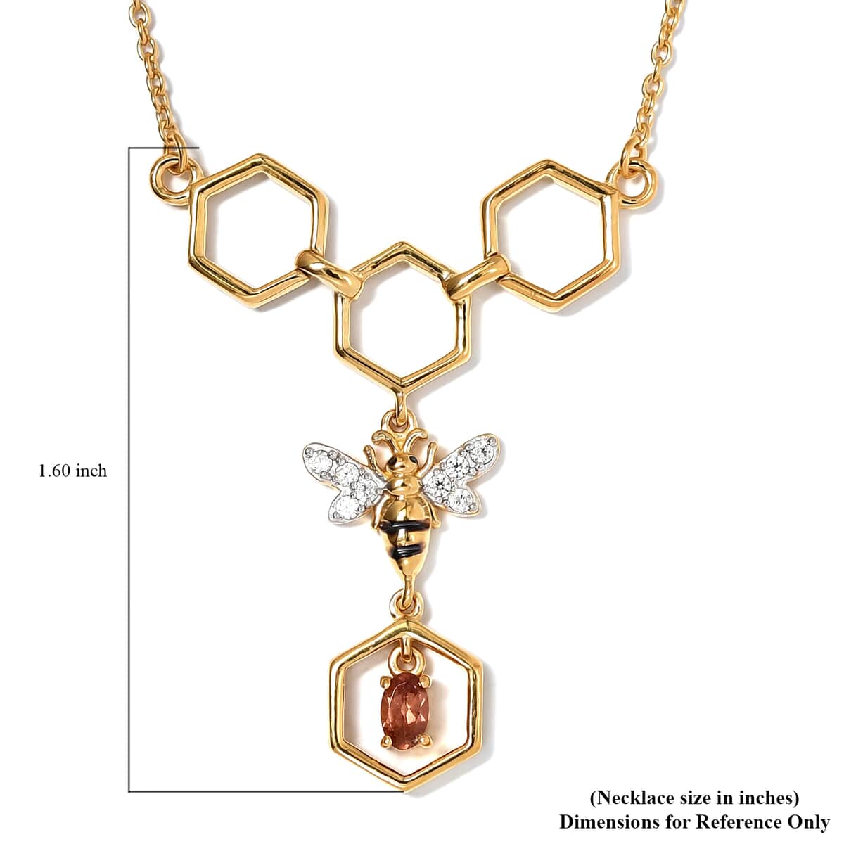 GP Italian Garden Collection Sri Lankan Honey Garnet and White Zircon Fancy Necklace 18 Inches in Vermeil YG Over Sterling Silver 0.50 ctw image number 5