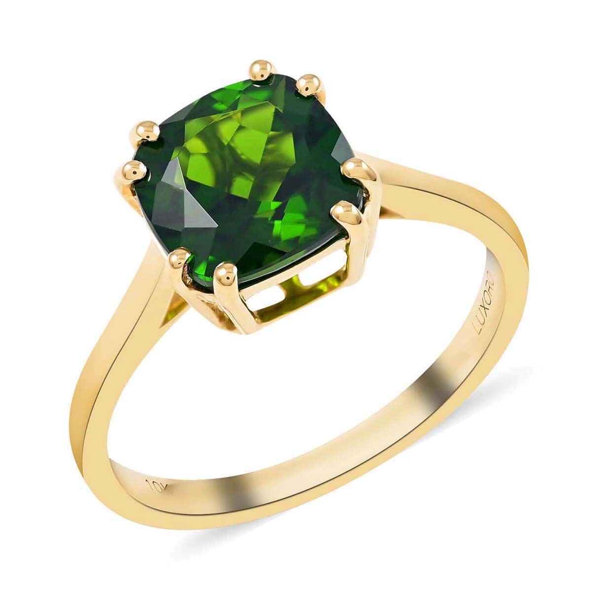 Certified & Appraised 10K Yellow Gold AAA Natural Chrome Diopside Solitaire Ring (Size 10.0) 2.25 Grams 2.30 ctw image number 0