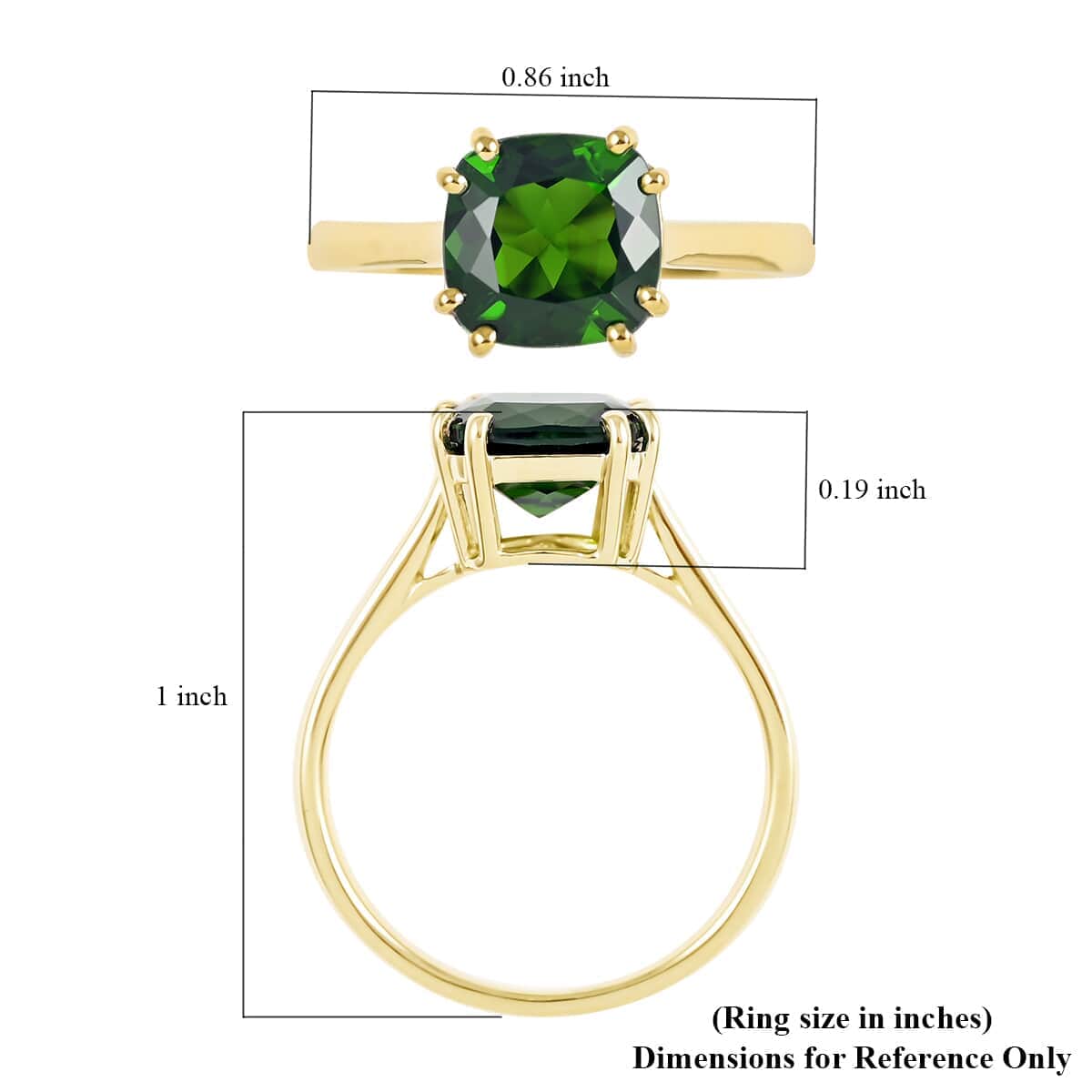 Certified & Appraised 10K Yellow Gold AAA Natural Chrome Diopside Solitaire Ring (Size 10.0) 2.25 Grams 2.30 ctw image number 5