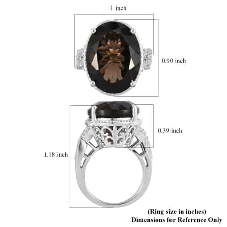 Colombianite and Natural White Zircon Ring in Platinum Over Sterling Silver (Size 8.0) 7.15 Grams 16.00 ctw image number 5